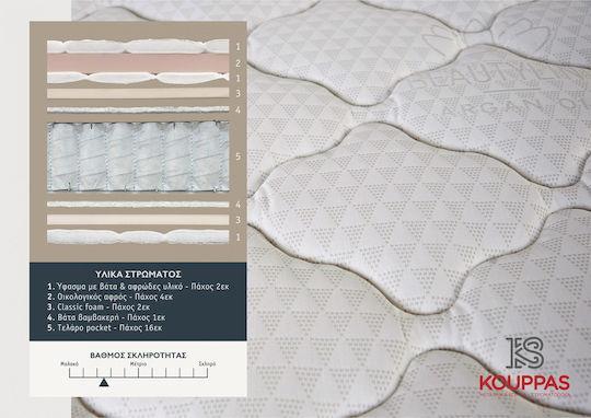 KS Kouppas Sky Arganoil Ημίδιπλο Ανατομικό Στρώμα 130x200x30cm με Ανεξάρτητα Ελατήρια & Ανώστρωμα 08.02.81