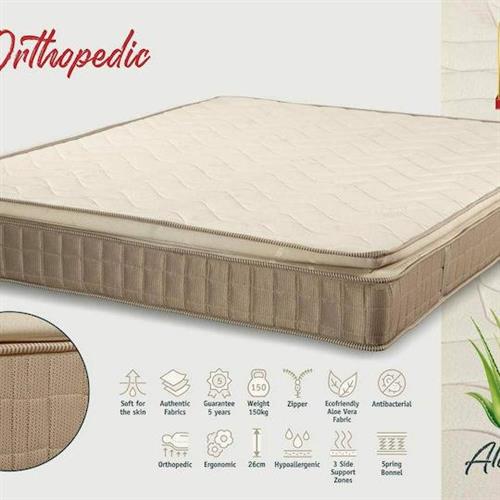 KS Kouppas Sky Υπέρδιπλο Ορθοπεδικό Στρώμα 160x200x26cm με Ελατήρια, Aloe Vera & Ανώστρωμα 08.02.134