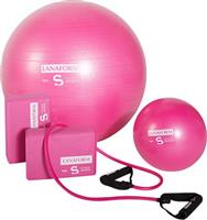 Lanaform LA100306 Μπάλα Pilates σε Ροζ Χρώμα Σετ Pilates με 2 Μπάλες Γυμναστικής, 1 Μπάντα Αντίστασης και 2 Τουβλάκια Yoga