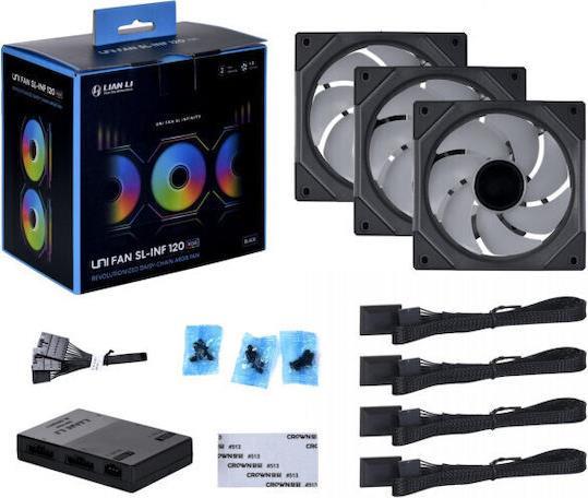 Lian Li Uni Fan SL-Infinity Case Fan 120mm με ARGB Φωτισμό Σετ 3τμχ 2.35.65.01.030