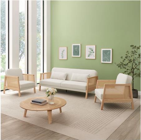 Liberta Ammos Τριθέσιος Καναπές Κρεβάτι Off White 196x82x81cm 70-0360