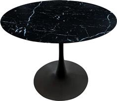 Liberta Circle Στρογγυλό Τραπέζι Κουζίνας Ξύλινο με Μεταλλικό Σκελετό Μαύρο Μαρμάρου 80x80x73cm 02-0428