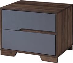 Liberta Grooves Κομοδίνο Ξύλινο Καρυδί-Γκρι 60x45x47cm 09-2045