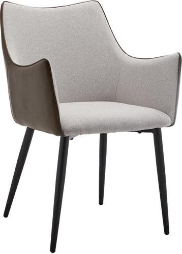 Liberta Malone Καρέκλες Τραπεζαρίας με Υφασμάτινη Επένδυση Μπεζ-Λαδί Σετ 2τμχ 46x61x86.5cm 03-1047