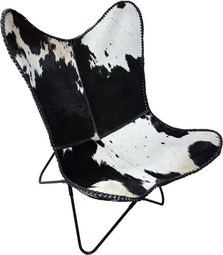 Liberta Mariposa Πολυθρόνα από Δερματίνη Μαύρο-Λευκό 70x70x90cm 01-3106