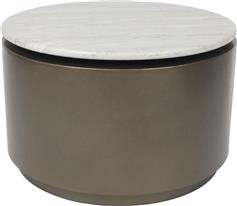 Liberta Pomma Στρογγυλό Τραπεζάκι Ξύλινο Travertine Bronze Μ60xΠ60xΥ38cm 04-1115