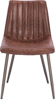 Liberta Stripes Καρέκλες Τραπεζαρίας με Υφασμάτινη Επένδυση Καφέ-Gunmetal Σετ 2τμχ 48x56x80cm 03-1117