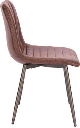 Liberta Stripes Καρέκλες Τραπεζαρίας με Υφασμάτινη Επένδυση Καφέ-Gunmetal Σετ 2τμχ 48x56x80cm 03-1117