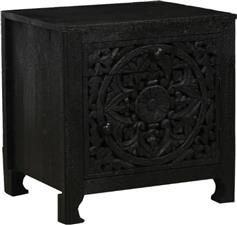 Liberta Volcano Κομοδίνο από Μασίφ Ξύλο Μαύρο 50x40x50cm 09-1488