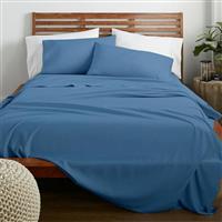 Lino Claro Σεντόνι King Size με Λάστιχο 180x200+30cm Blue 1000002888