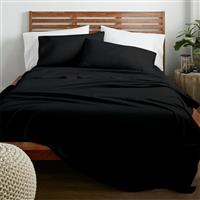 Lino Claro Σεντόνι Υπέρδιπλο με Λάστιχο 160x200+30cm Black 1000002849