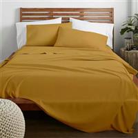 Lino Claro Σεντόνι Υπέρδιπλο με Λάστιχο 160x200+30cm Mustard 1000002845