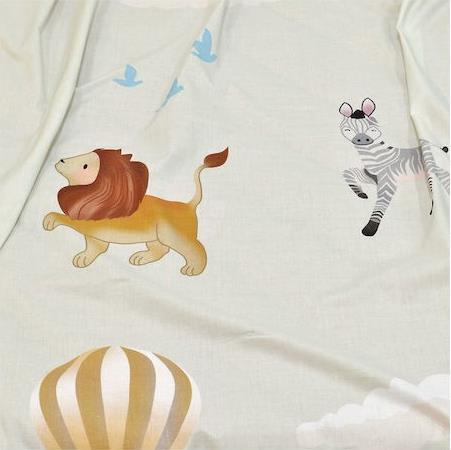 Lino Elephant Lion Σετ Βρεφικά Σεντόνια Κούνιας Βαμβακερά Μπεζ 120x170cm 4500000889