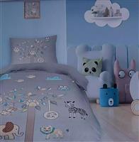 Lino Elephant Tree Σετ Βρεφικά Σεντόνια Κούνιας Βαμβακερά Grey 120x170cm 4500000883