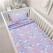 Lino Enhanced Rainbow Σετ Βρεφικά Σεντόνια Κούνιας Βαμβακερά Lilac 120x180cm 4500001157