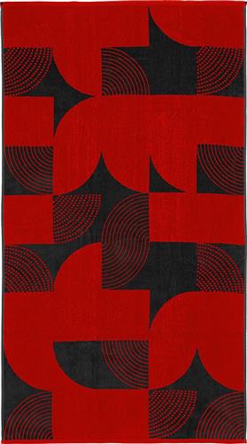 Lino Geometrico Πετσέτα Θαλάσσης Dark Grey-Red 160x86cm 2200001015