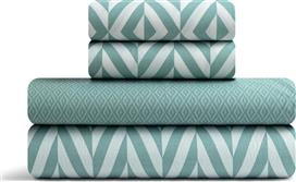 Lino Ikat Σετ Σεντόνια King Size 260x270cm Μέντα 4τμχ 1500005529