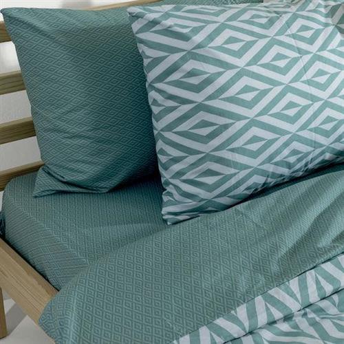 Lino Ikat Σετ Σεντόνια King Size 260x270cm Μέντα 4τμχ 1500005529