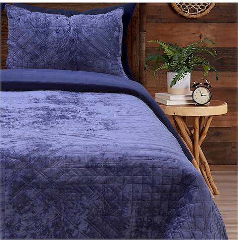 Lino Manta Σετ Κουβερλί Υπέρδιπλο από Πολυεστέρα Azul 220x240cm 1100001558