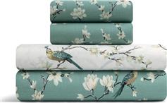 Lino Parrots Σετ Σεντόνια King Size 260x270cm Πετρόλ 4τμχ 1500005535