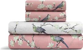 Lino Parrots Σετ Σεντόνια King Size 260x270cm Σομόν 4τμχ 1500005536