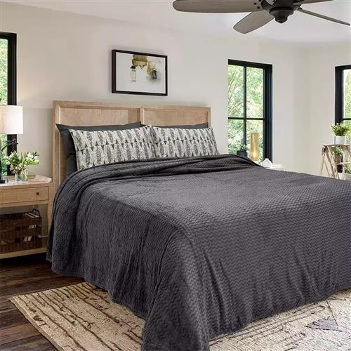 Lino Pelusa Κουβέρτα Fleece Υπέρδιπλη 220x240cm Dark Grey 1300001859