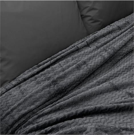 Lino Pelusa Κουβέρτα Fleece Υπέρδιπλη 220x240cm Dark Grey 1300001859