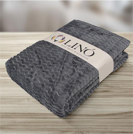 Lino Pelusa Κουβέρτα Fleece Υπέρδιπλη 220x240cm Dark Grey 1300001859