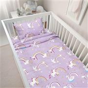 Lino Rainbow Gallop Σετ Βρεφικά Σεντόνια Κούνιας Βαμβακερά Lilac 120x180cm 4500001159