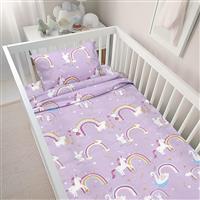 Lino Rainbow Gallop Σετ Βρεφικά Σεντόνια Κούνιας Βαμβακερά Lilac 120x180cm 4500001159