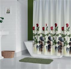 Lino Red Rose Κουρτίνα Μπάνιου Υφασμάτινη 180x200cm Λευκή