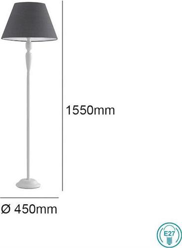 Luce Κλασικό Φωτιστικό Δαπέδου Υ155xΜ45cm με Ντουί για Λαμπτήρα E27 σε Γκρι Χρώμα I-FAVOLA/PT