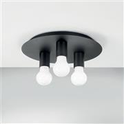 Luce Μοντέρνα Μεταλλική Πλαφονιέρα Οροφής με Ντουί E27 σε Μαύρο χρώμα I-STRIKE-PL3-NER