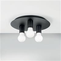 Luce Μοντέρνα Μεταλλική Πλαφονιέρα Οροφής με Ντουί E27 σε Μαύρο χρώμα I-STRIKE-PL3-NER
