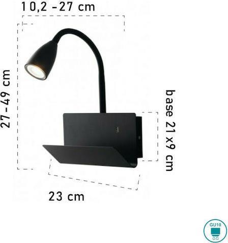 Luce Μοντέρνο Φωτιστικό Τοίχου με Ντουί GU10 σε Μαύρο Χρώμα I-GULP-AP NER