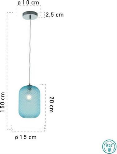 Luce Μοντέρνο Κρεμαστό Φωτιστικό Μονόφωτο με Ντουί E27 σε Μπλε Χρώμα I-ASHFORD-S15 BLU
