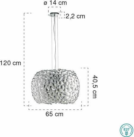 Luce Μοντέρνο Κρεμαστό Φωτιστικό Πολύφωτο για 5 Λαμπτήρες E27 σε Λευκό Χρώμα DIONISO-S65-CR