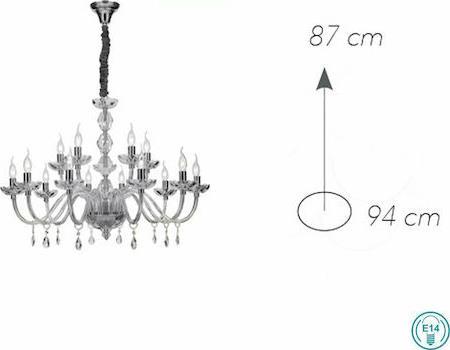 Luce Πολυέλαιος 15xE14 με Κεράκια Διάφανος I-RIFLESSO/10+5