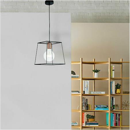 Luce Vintage Κρεμαστό Φωτιστικό Μονόφωτο Πλέγμα με Ντουί E27 σε Χάλκινο Χρώμα I-HARLEM-L-S1