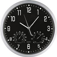 Macma Werbeatrikel Ρολόι Τοίχου Με Θερμόμετρο & Υγρόμετρο Πλαστικό Μαύρο 35cm 21070-09ΑΩ-2