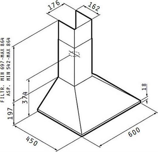 Maidtec by Pyramis Basic Τετράγωνος Απορροφητήρας Καμινάδα 60cm Inox