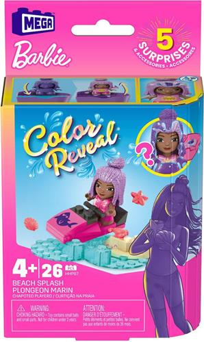 Mattel Mega Bloks Barbie: Τουβλάκια Color Reveal Beach Splash Micro-Doll για 4+ Ετών 26τμχ HHP87