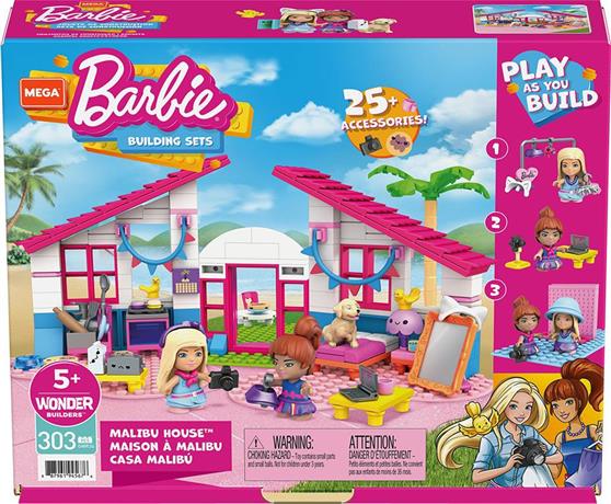 Mattel Mega Bloks Τουβλάκια Barbie Σπίτι Malibu για 5+ Ετών 303τμχ GWR34