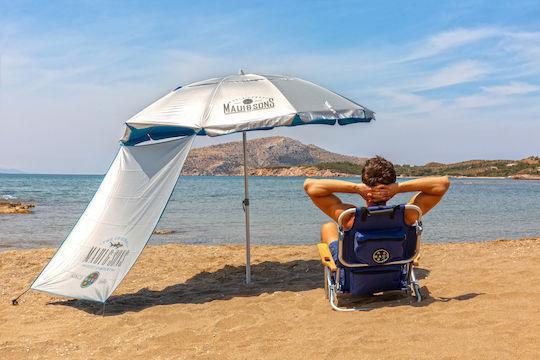 Maui & Sons Σπαστή Ομπρέλα Θαλάσσης Αλουμινίου Διαμέτρου 2.2m με Σκίαστρο, UV Προστασία και Αεραγωγό Clear Sky 1984
