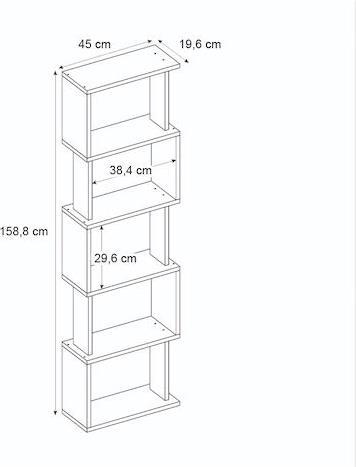 Megapap Alvina Βιβλιοθήκη Μαύρο 45x19.6x158.8cm 0273825