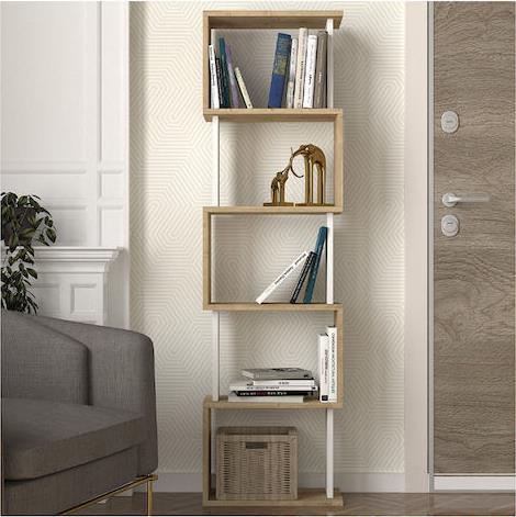 Megapap Alvina Βιβλιοθήκη Sapphire Oak-Λευκό 45x19.6x158.8cm 0273826