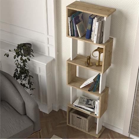 Megapap Alvina Βιβλιοθήκη Sapphire Oak-Λευκό 45x19.6x158.8cm 0273826