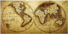 Megapap Ancient World Map Πίνακας σε Καμβά 120x60cm 0231940