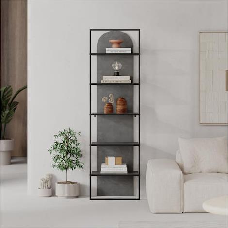 Megapap Archy Βιβλιοθήκη Γκρι Ρετρό 53x31.7x180cm 0273537