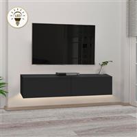 Megapap Aristo Έπιπλο Τηλεόρασης Ξύλινο με Φωτισμό LED Μαύρο Μ135xΠ31.6xΥ25cm 0249131